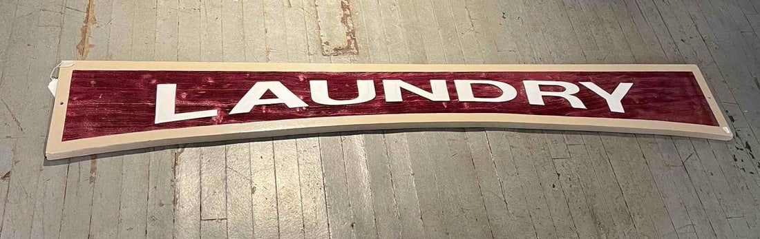 Carved & Painted Laundry Pennant Sign (1 of 4)