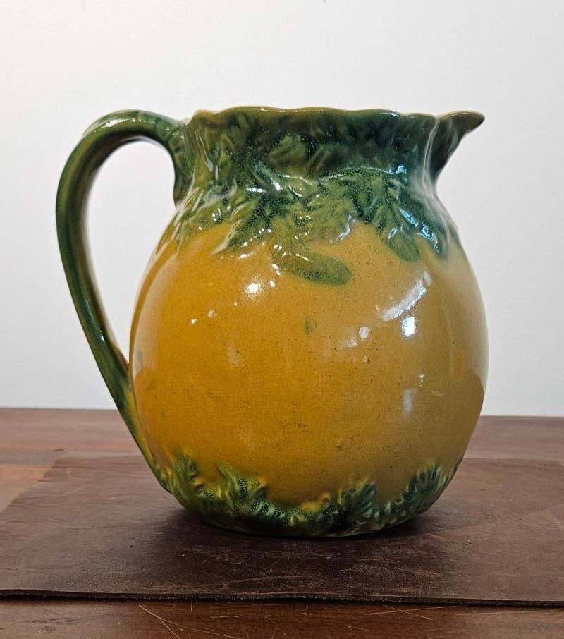 Majolica Oak Leaf Relief Pitcher (1 of 5)