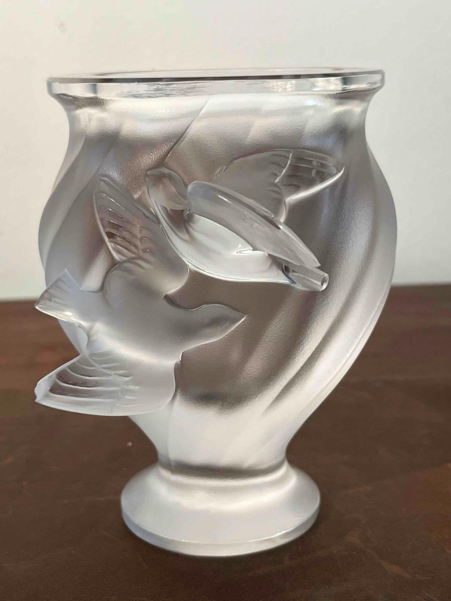 Lalique Rosine Frosted Crystal Vase (1 of 6)