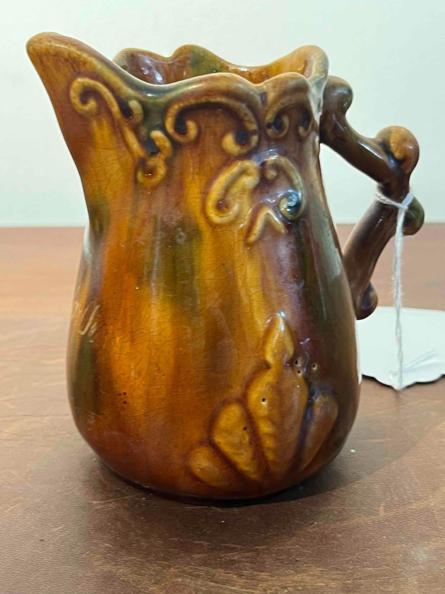 Relief Molded Earthenware Pitcher (1 of 6)