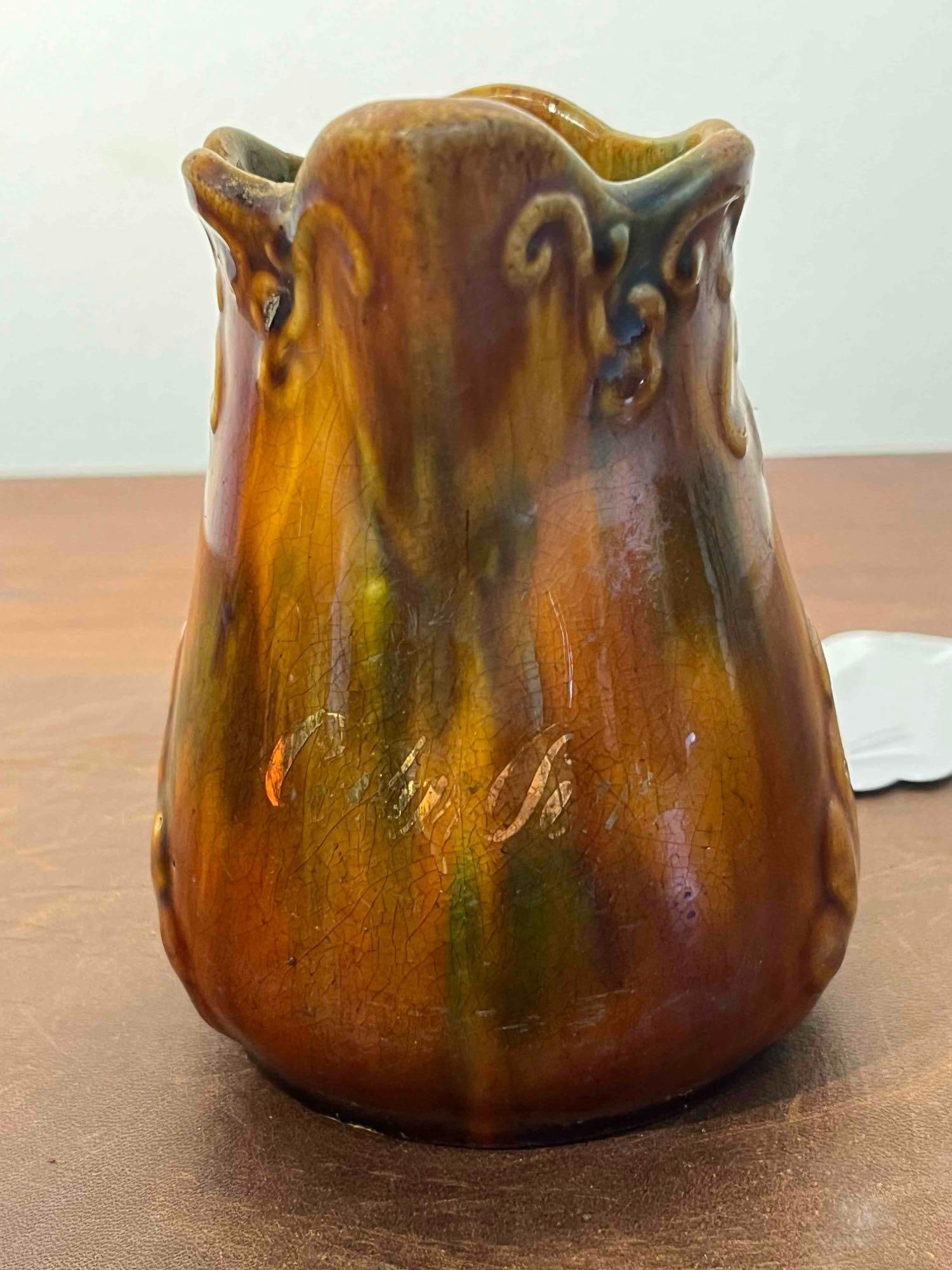 Relief Molded Earthenware Pitcher - 2