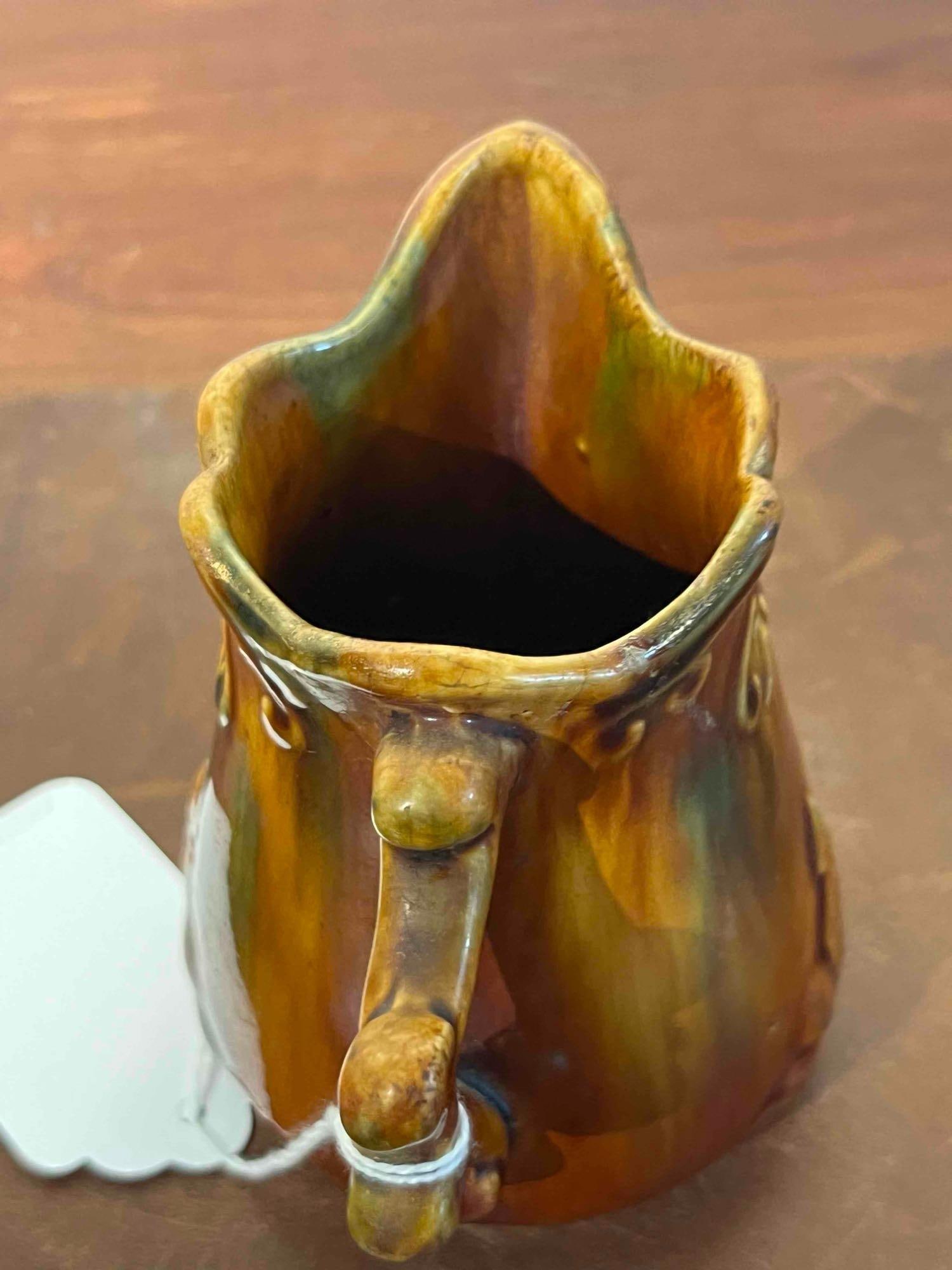 Relief Molded Earthenware Pitcher - 4