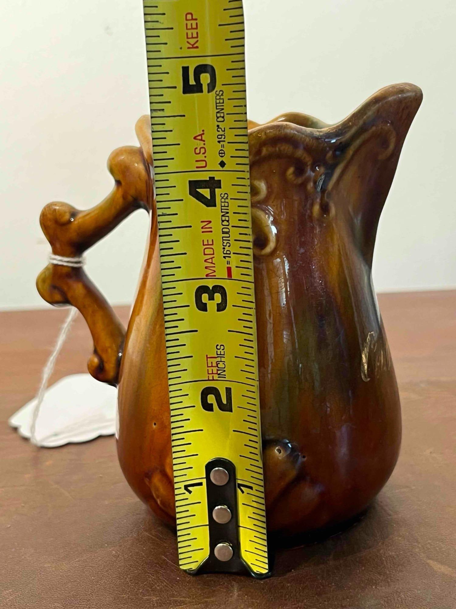 Relief Molded Earthenware Pitcher - 6