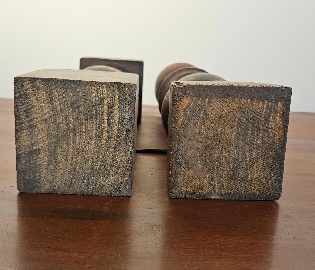 Pair Turned Wood Newel Post Elements - 4