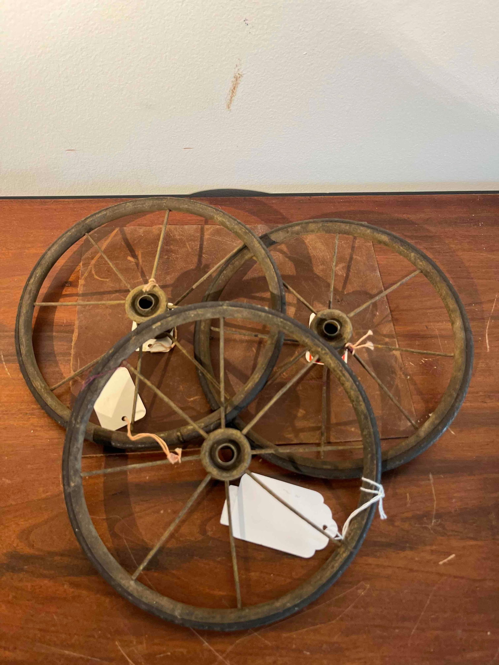 3 Iron Spoke Wheels w/ Rubber Tires (1 of 4)