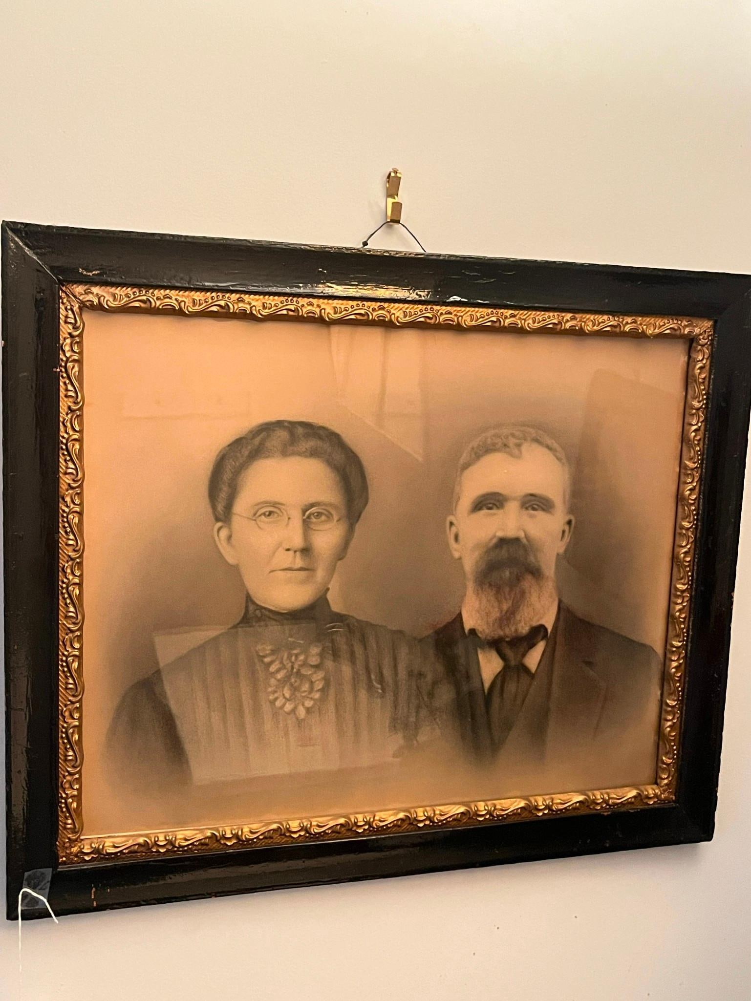 19th/20th C. Crayon Portrait of Couple (1 of 5)