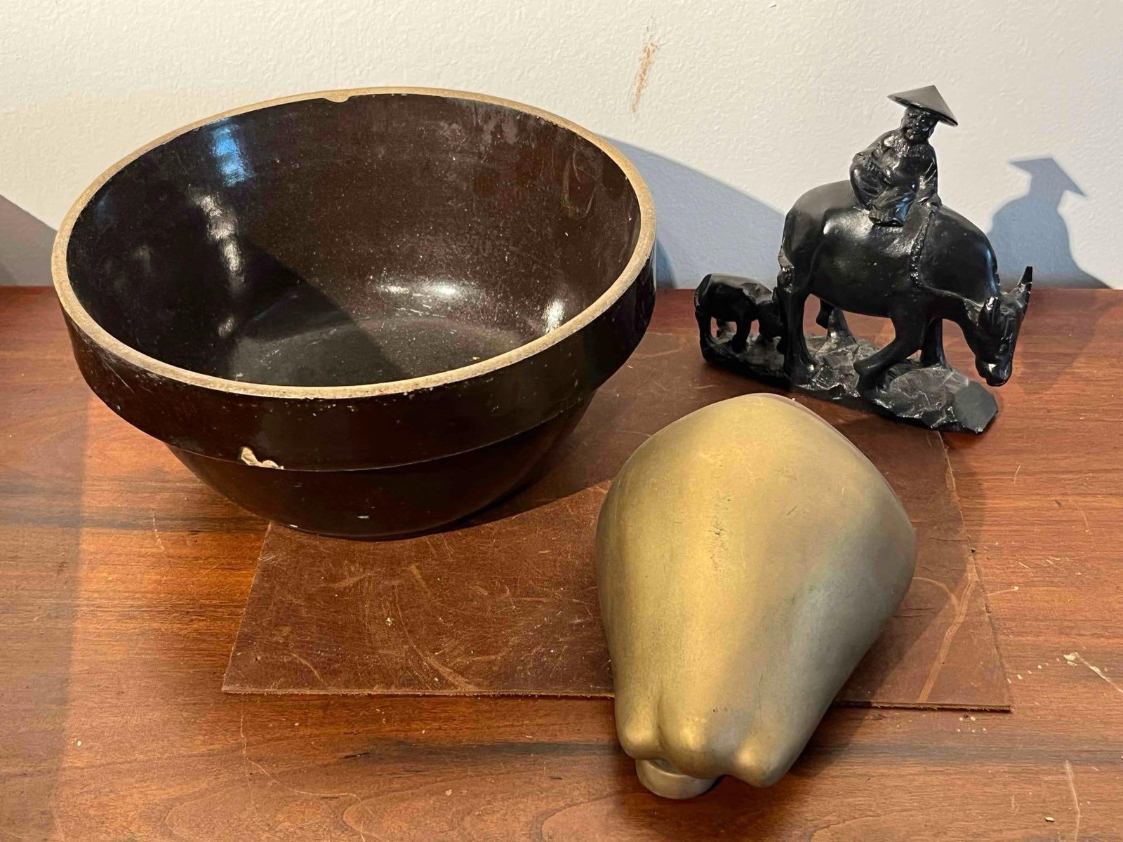 Stoneware Bowl, Wood Carving & Pear (1 of 12)
