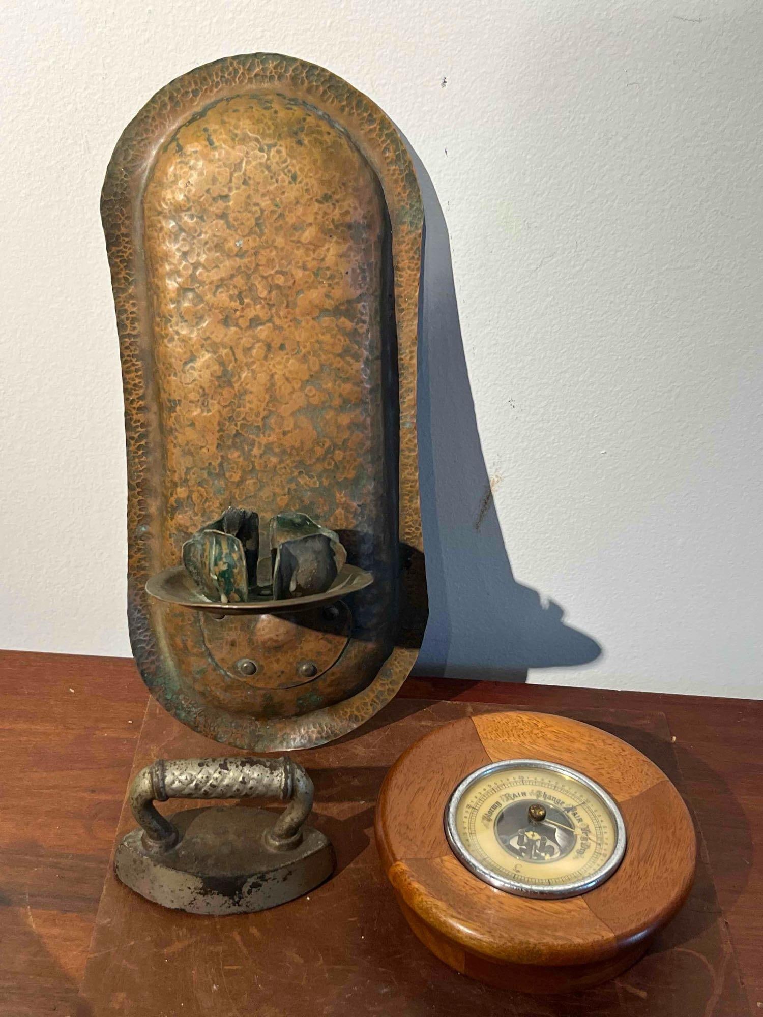Copper Sconce, Sad Iron & Barometer (1 of 10)
