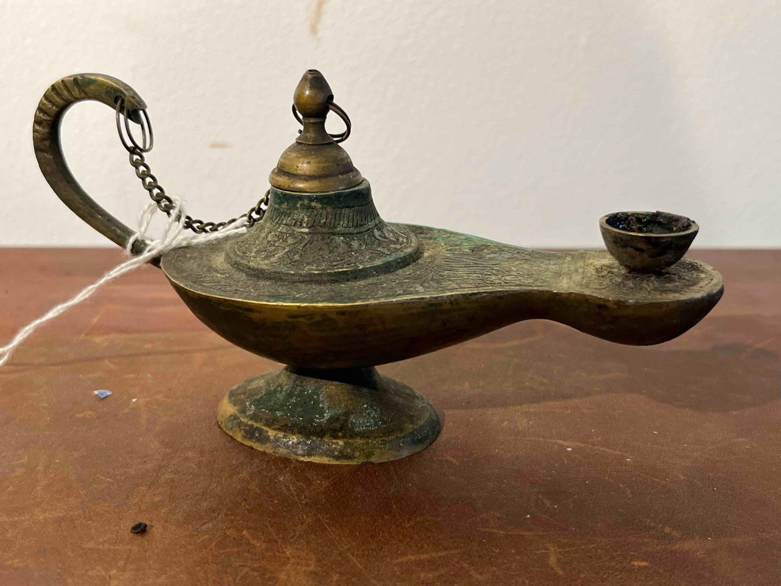 Brass Genie Oil Lamp w/ Verdigris (1 of 6)