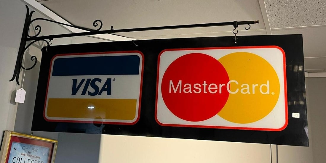 Visa & MasterCard Sign w/ Metal Bracket (1 of 4)