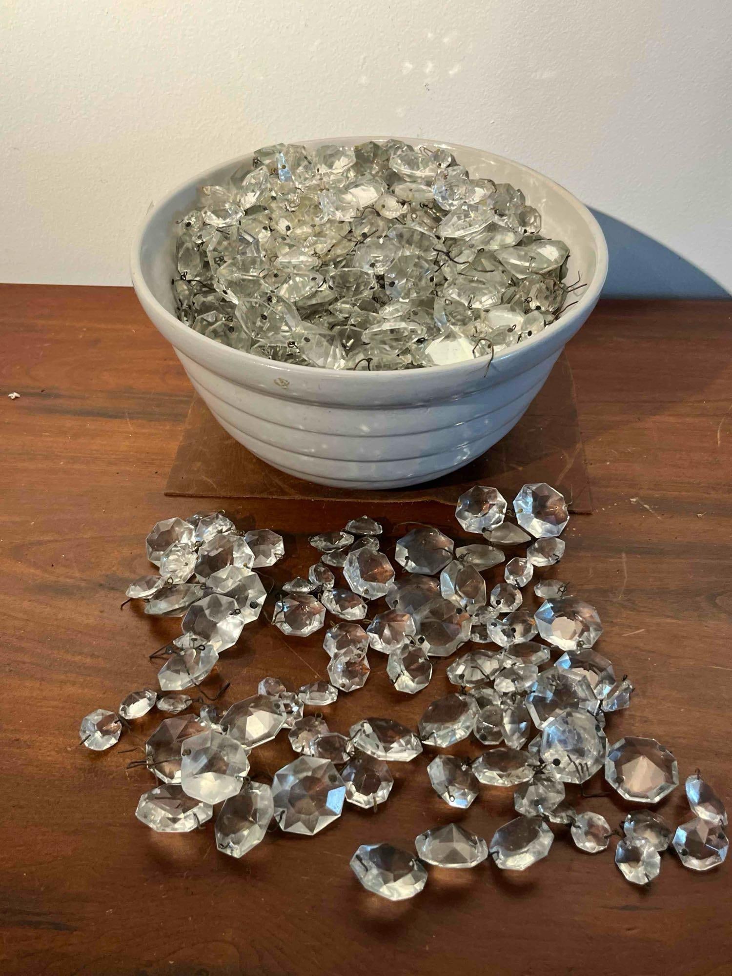Chandelier Crystals in Ceramic Bowl (1 of 5)