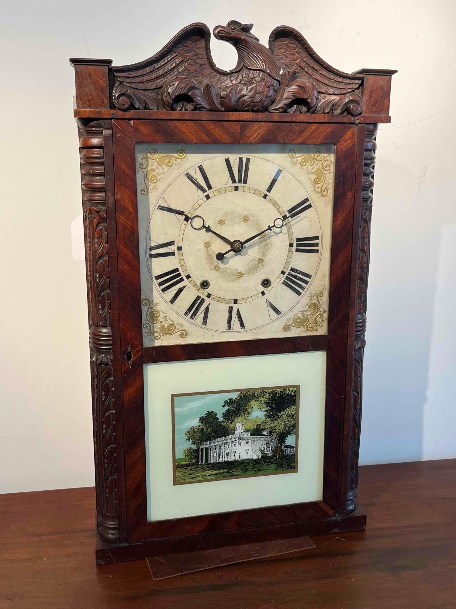 American Carved Mahogany Eagle Clock (1 of 11)