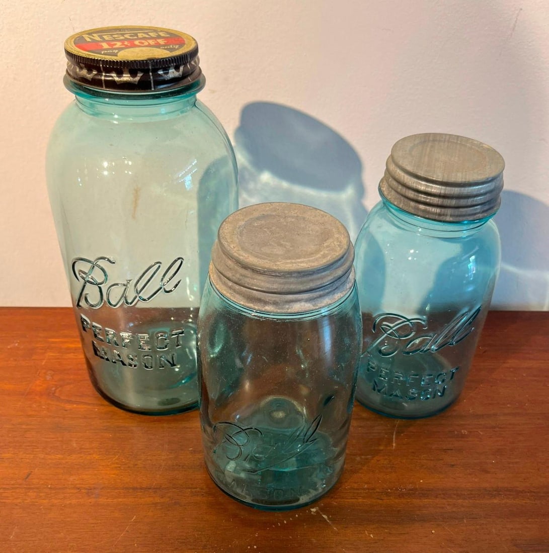 3 Ball Blue Mason Jars w/ Nescafe (1 of 5)