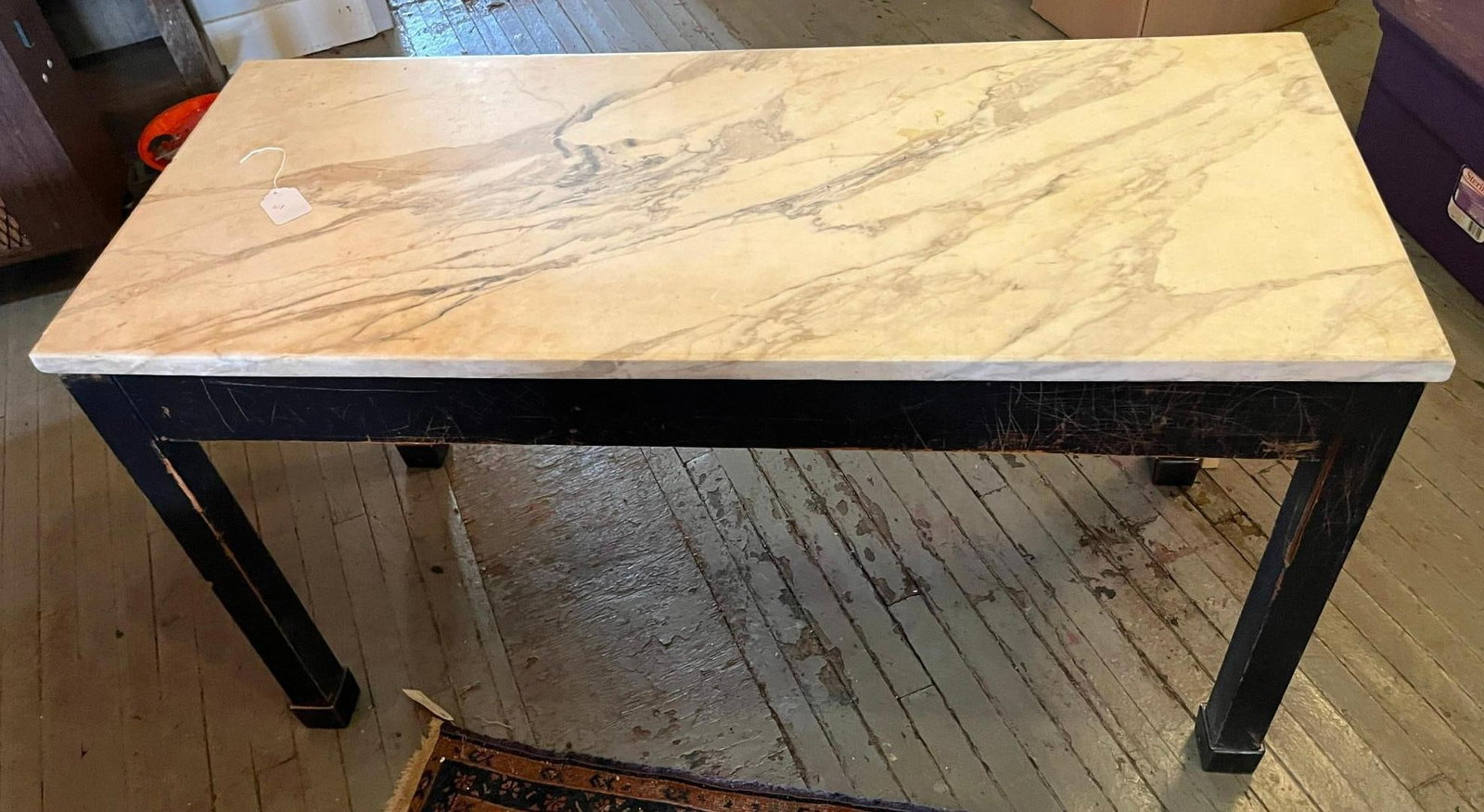 Institutional Work Table w/ Marble Top (1 of 4)