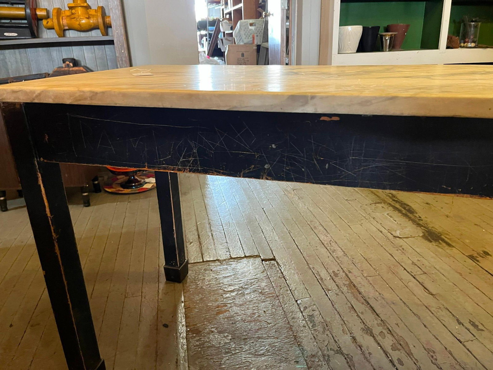 Institutional Work Table w/ Marble Top - 3
