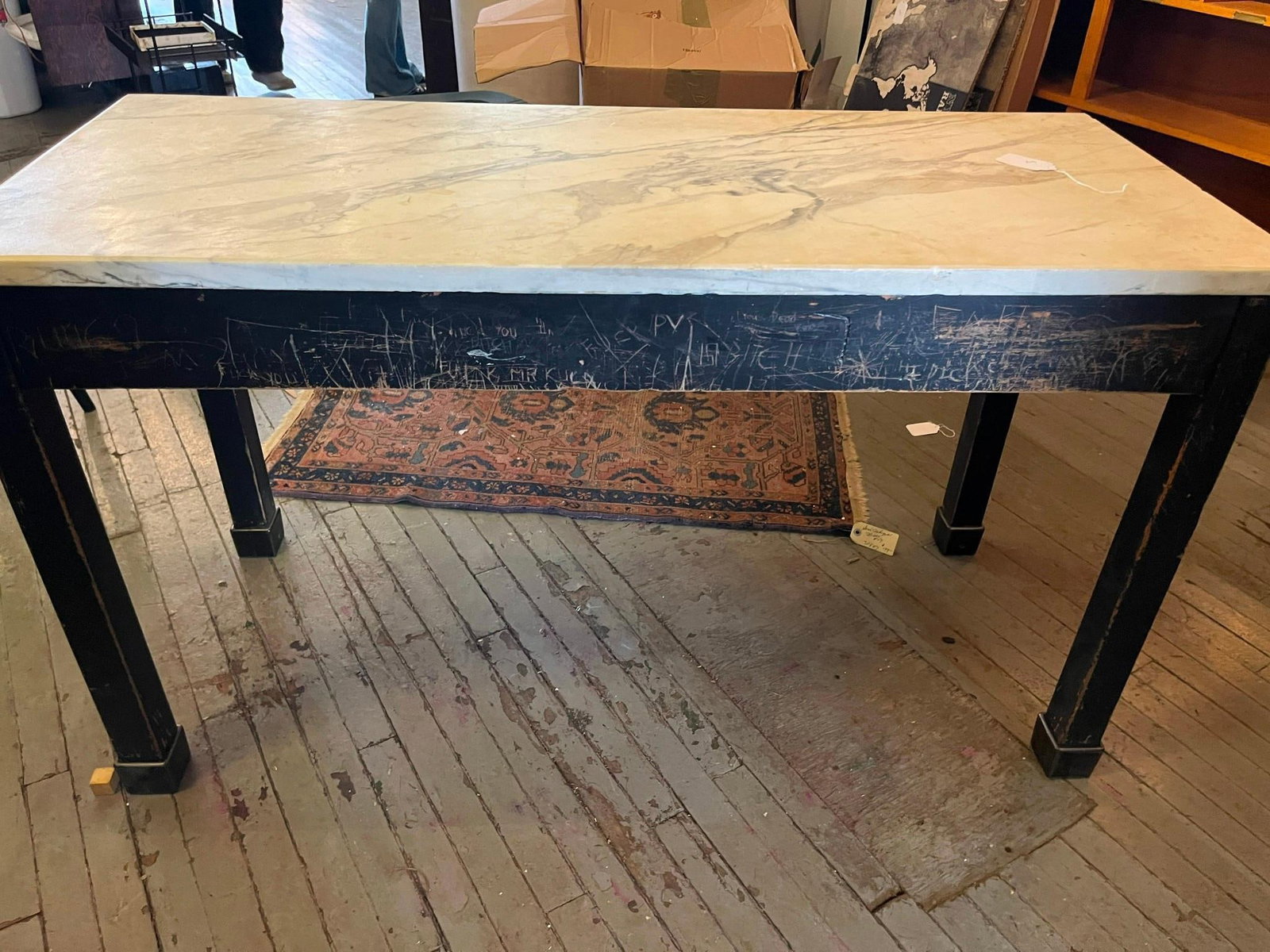Institutional Work Table w/ Marble Top - 4