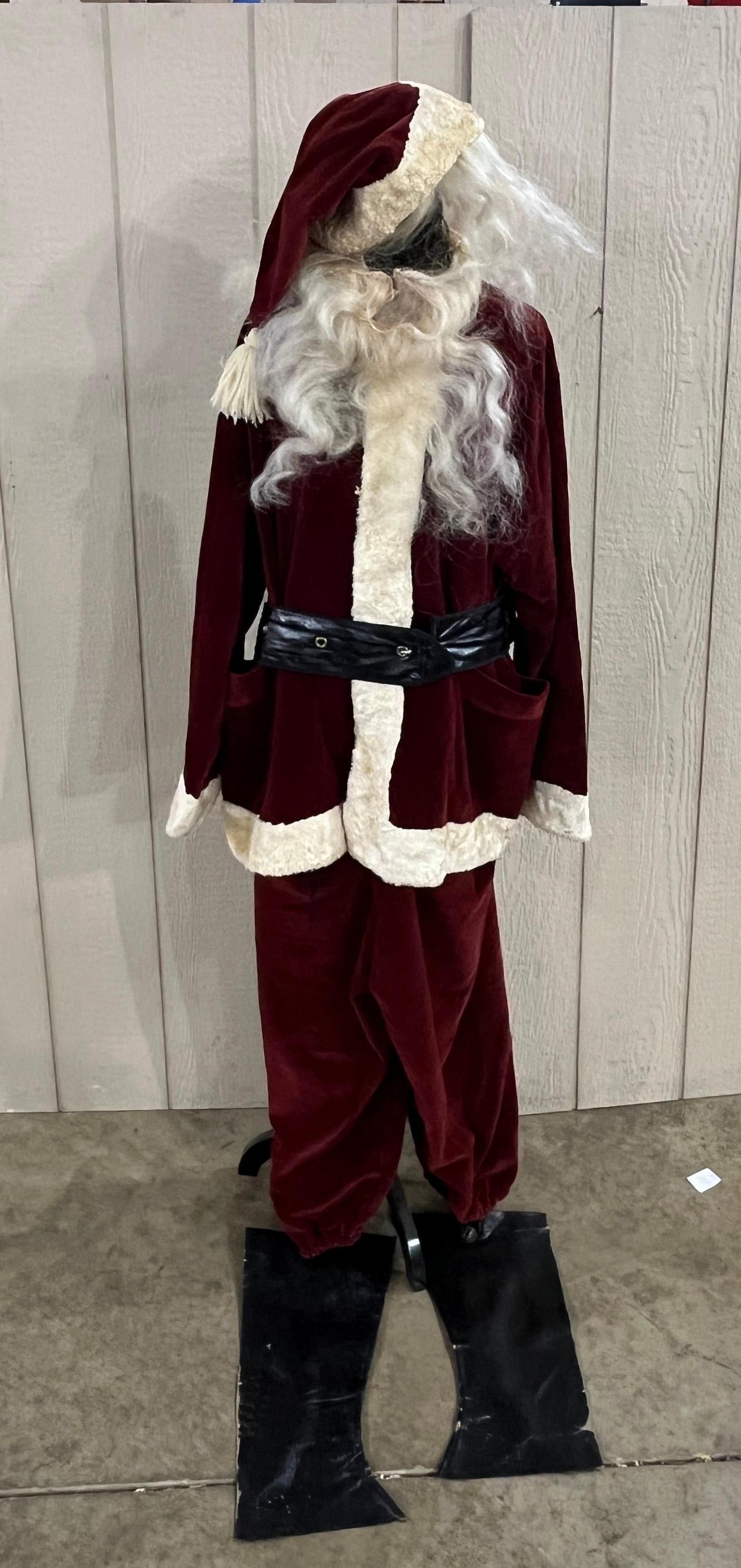 Chas. J. Thomas Santa Suit & Case: This is a professional Santa Claus costume set manufactured by Chas. J. Thomas, a specialist uniform and equipment tailor based in Dormont, Pennsylvania. The set is composed of a jacket, trousers,
