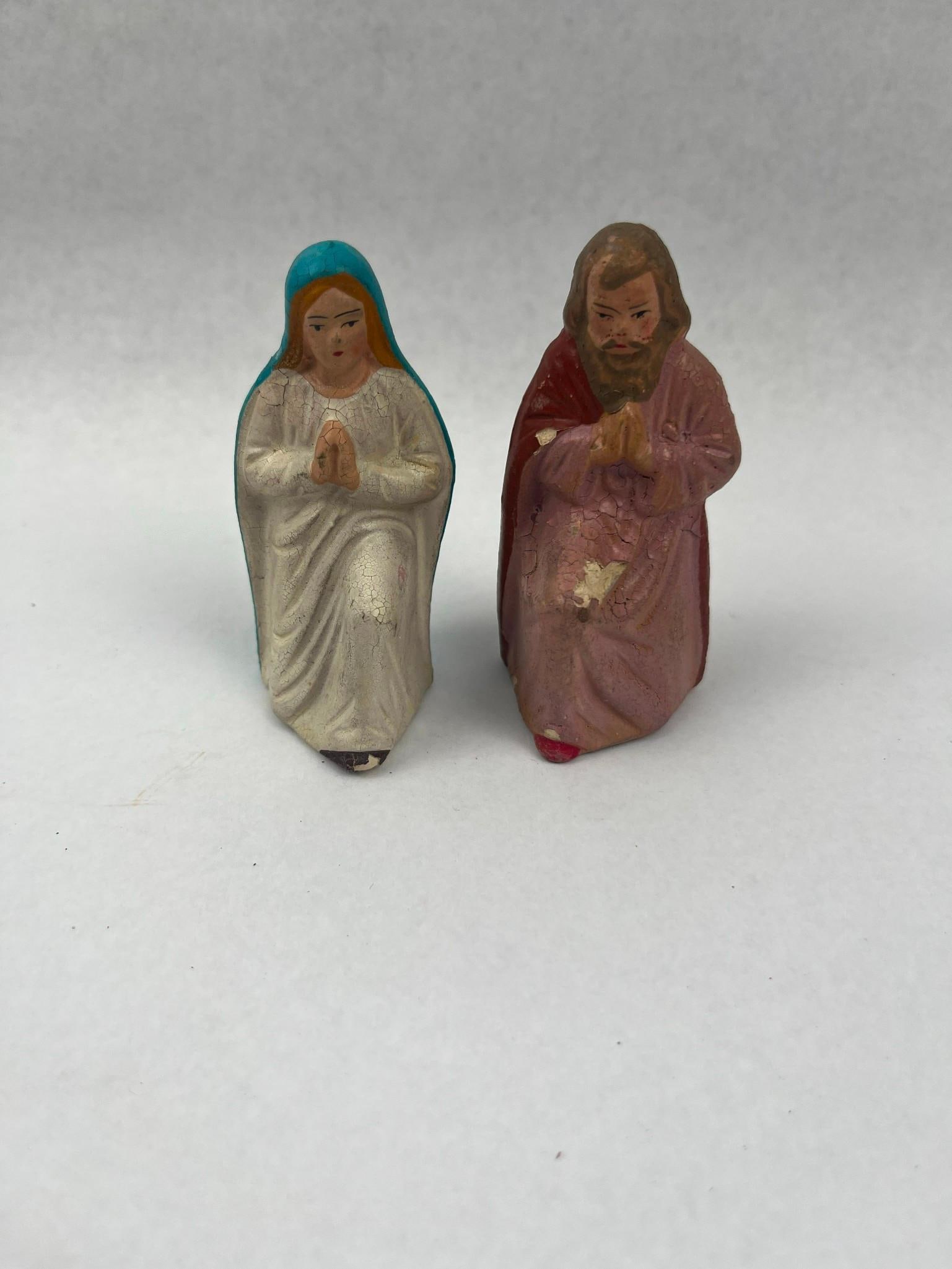 Set German Painted Composition Nativity - 5
