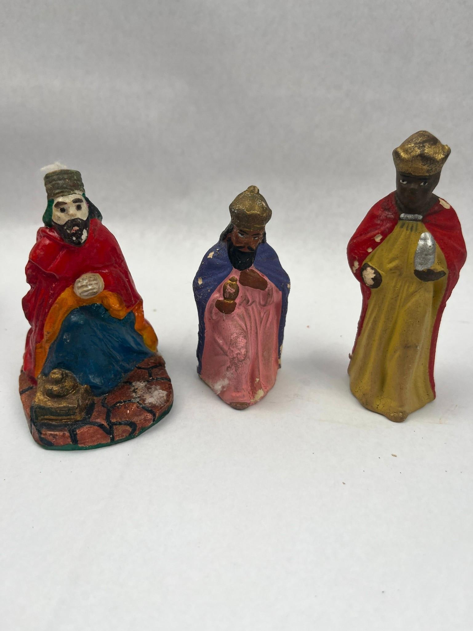 Set German Painted Composition Nativity - 7