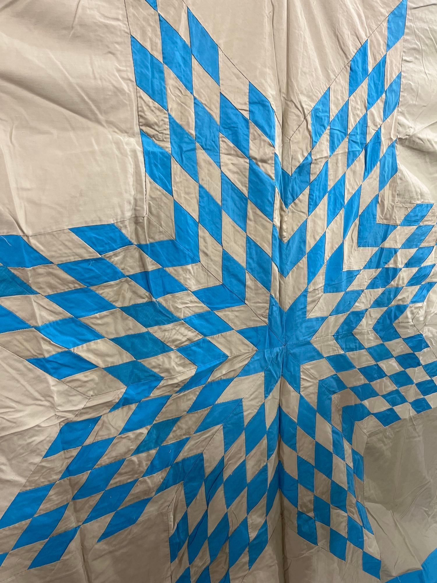 Cotton Lone Star Pattern Quilt Top - 2
