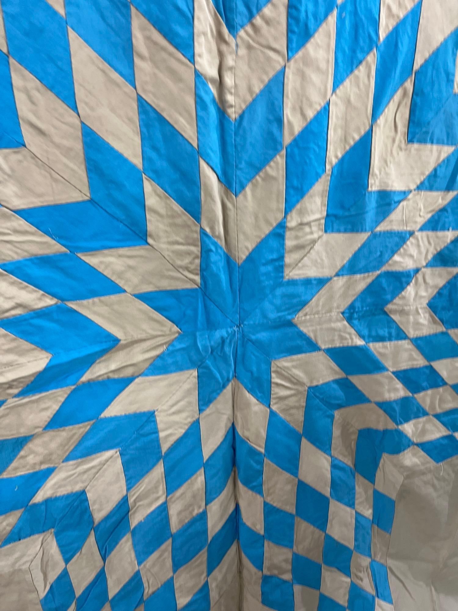 Cotton Lone Star Pattern Quilt Top - 3