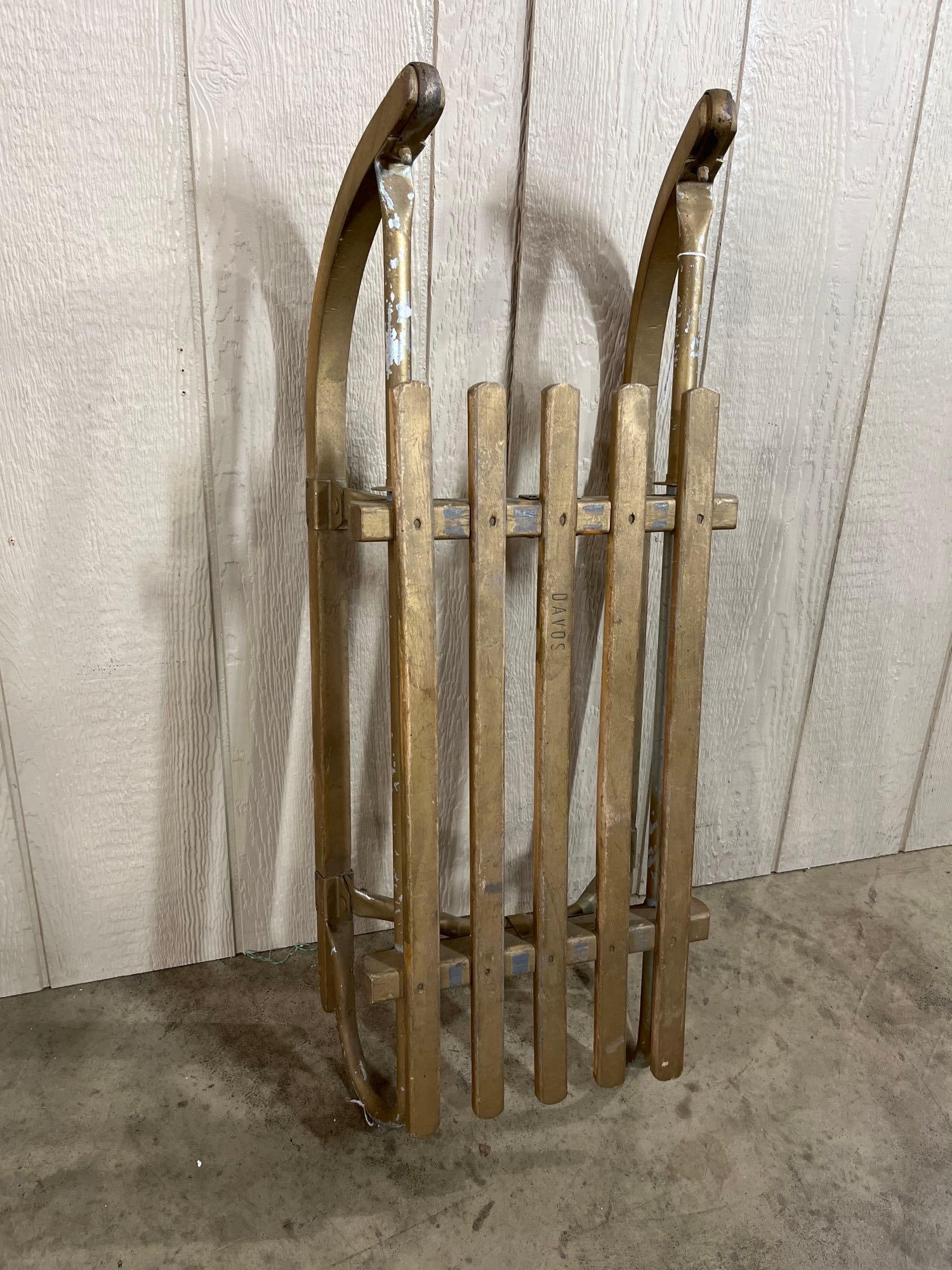 Davos Painted Wood and Metal Snow Sled (1 of 5)