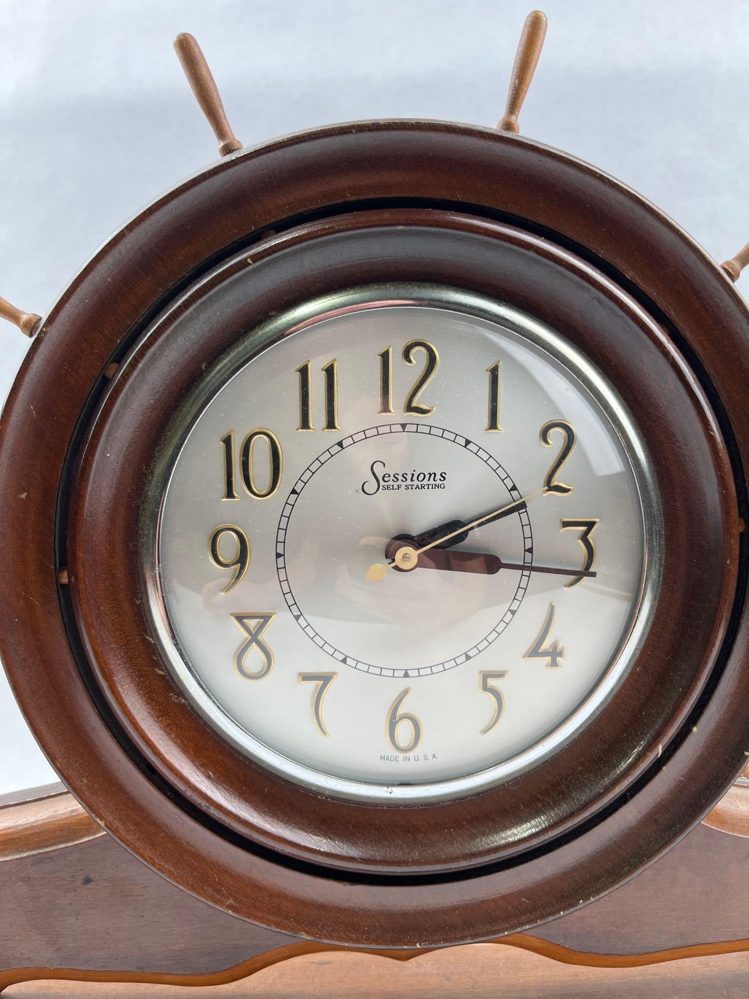 Sessions Ship Wheel Mantel Clock - 4