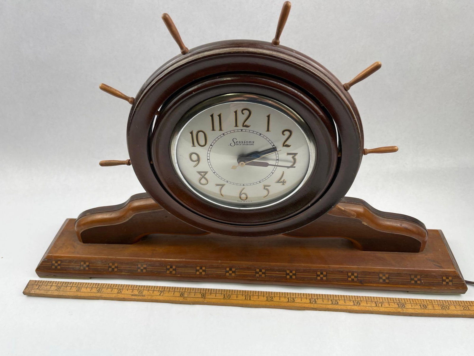 Sessions Ship Wheel Mantel Clock - 7