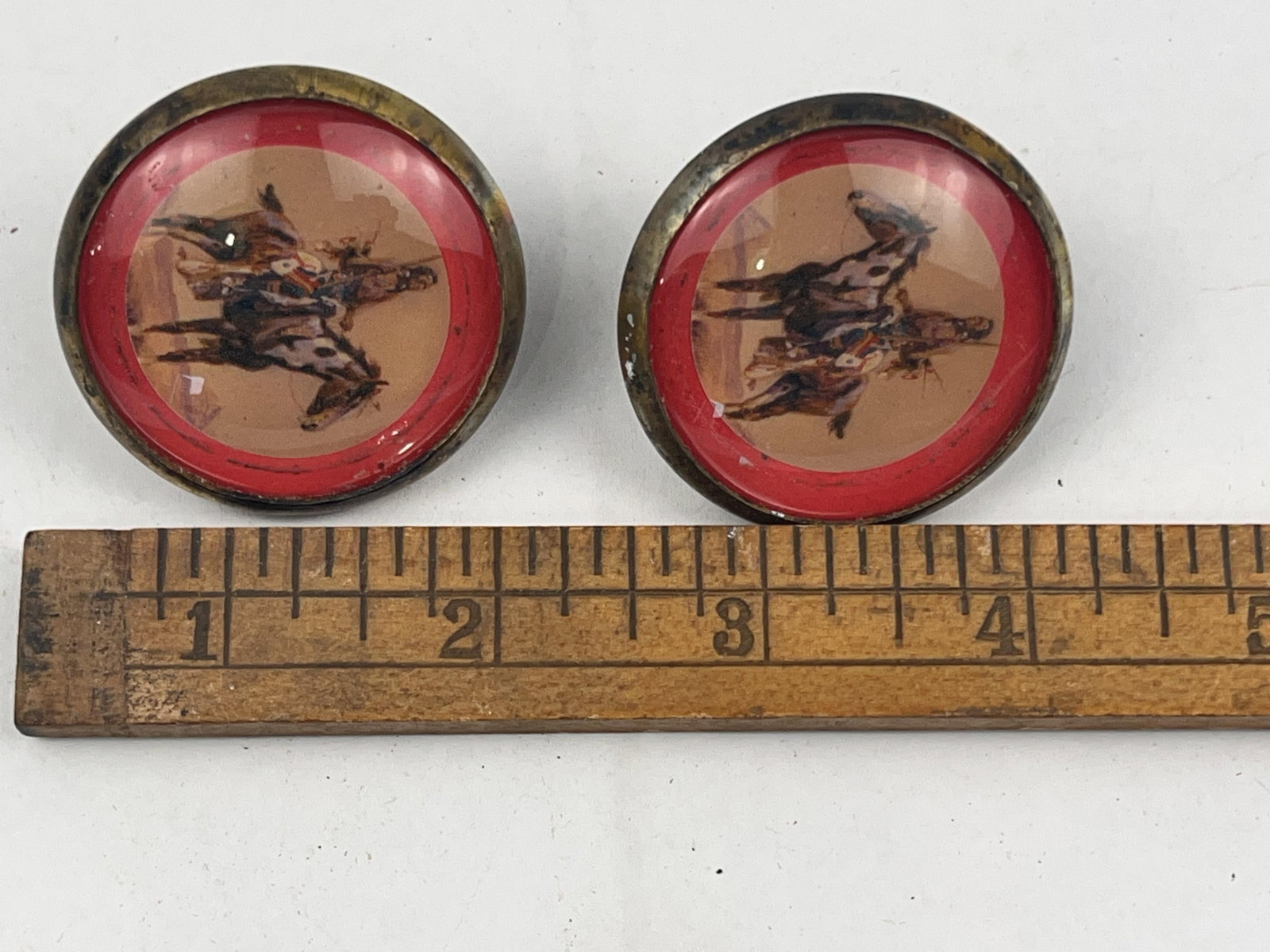 Pair Antique Native Am. Bridle Rosettes - 3