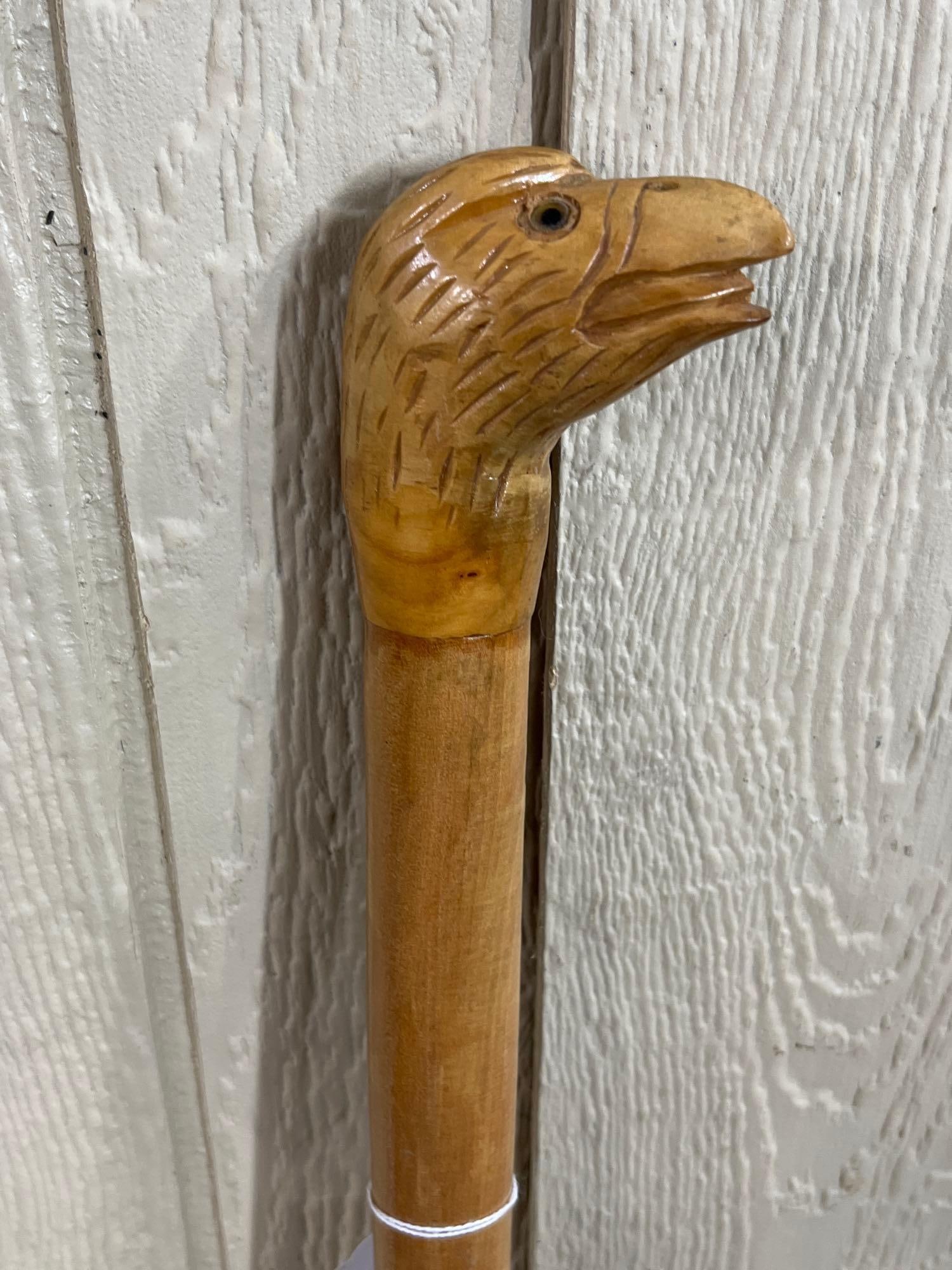 Carved Wood Eagle Head Walking Stick (1 of 3)