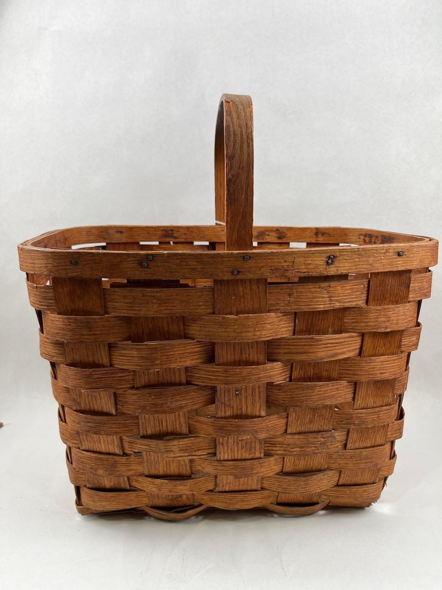 Splint Wood Gathering Basket w/ Handle (1 of 5)