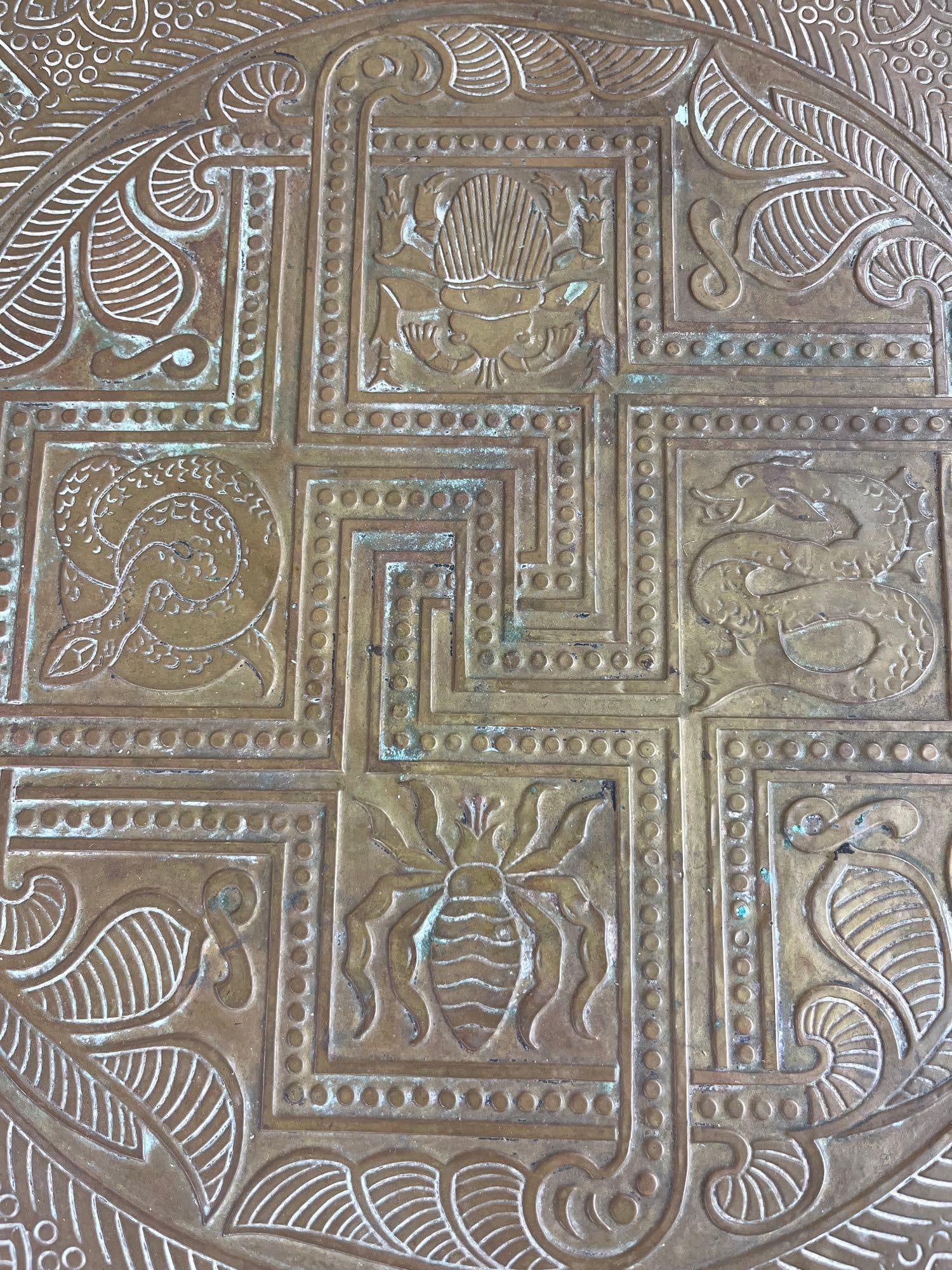 Art Deco Embossed Brass Side Table - 3