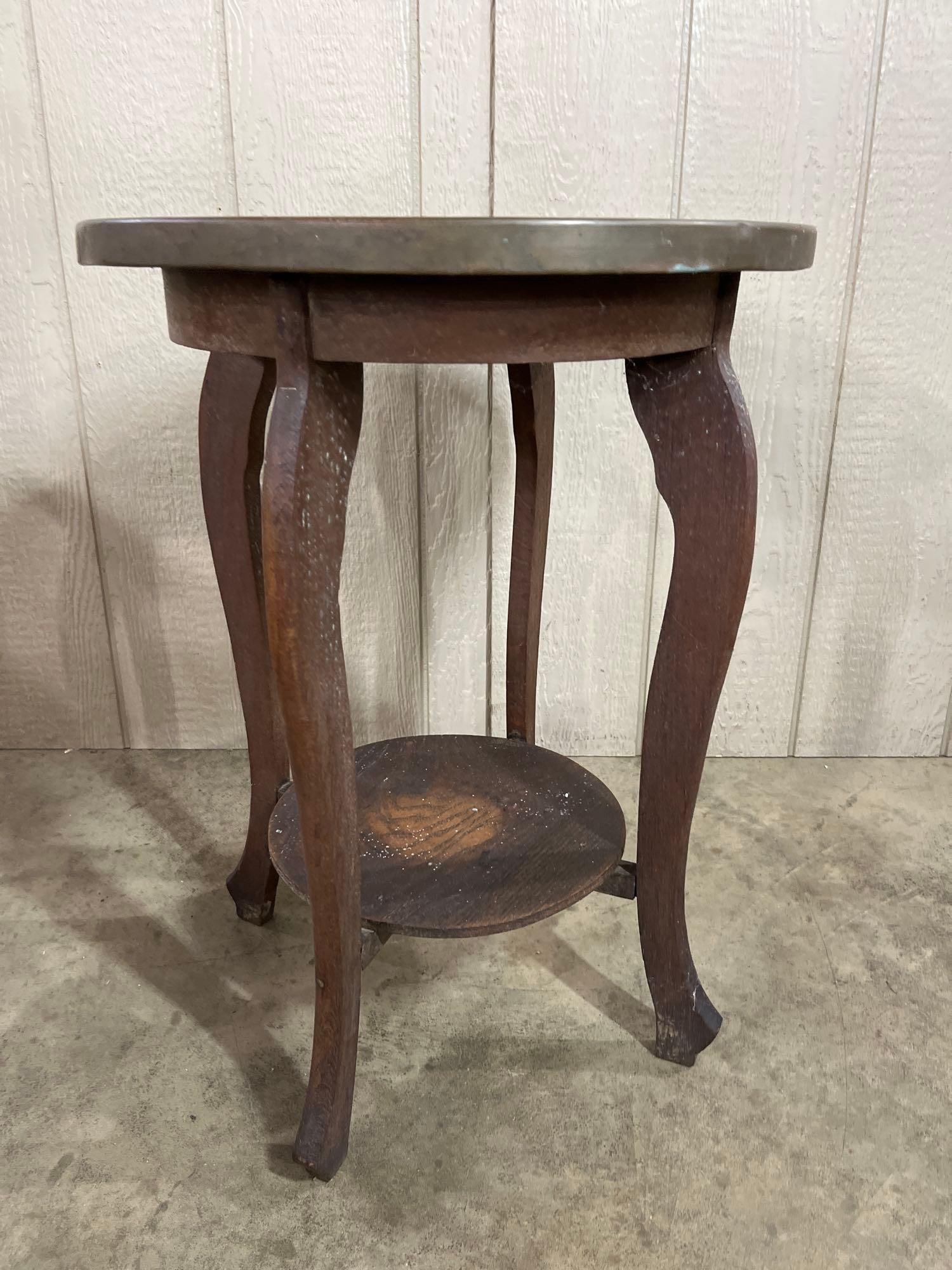 Art Deco Embossed Brass Side Table - 4