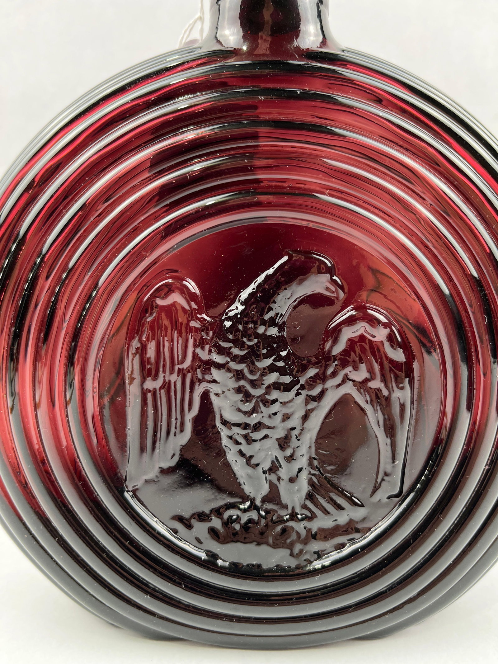 Ruby Red Glass Decanter w/ Eagle Motif - 2