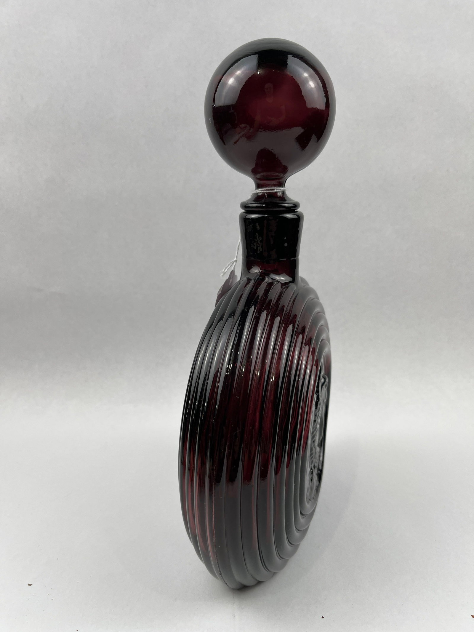 Ruby Red Glass Decanter w/ Eagle Motif - 3