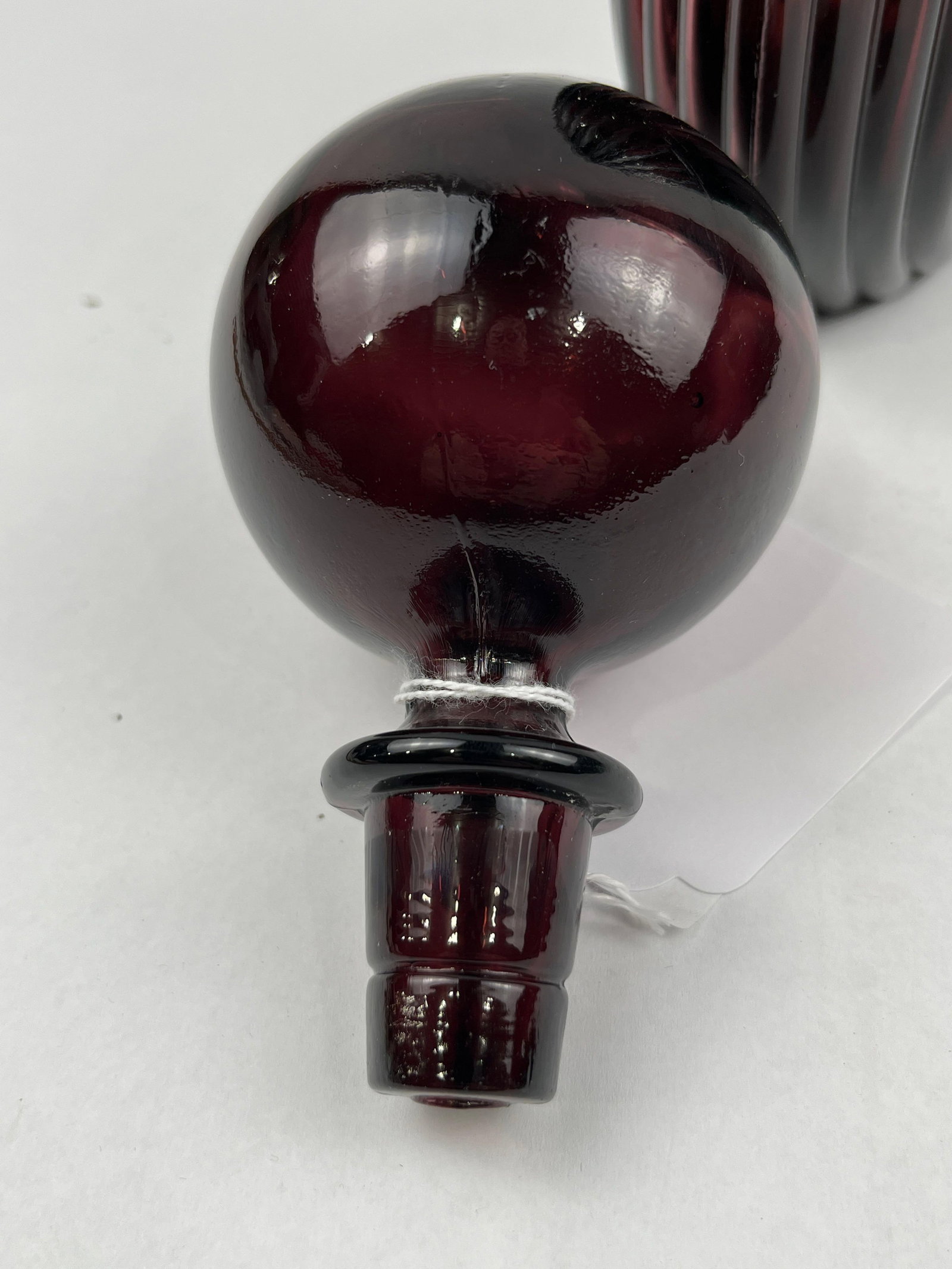 Ruby Red Glass Decanter w/ Eagle Motif - 4