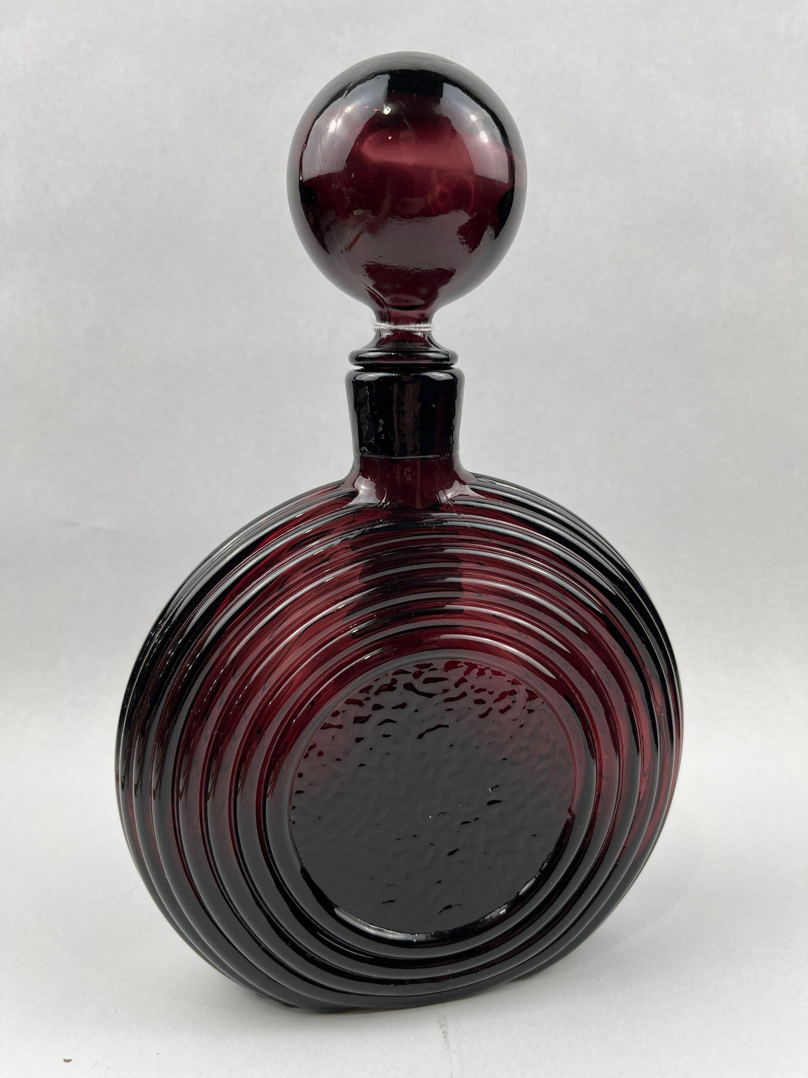 Ruby Red Glass Decanter w/ Eagle Motif - 5
