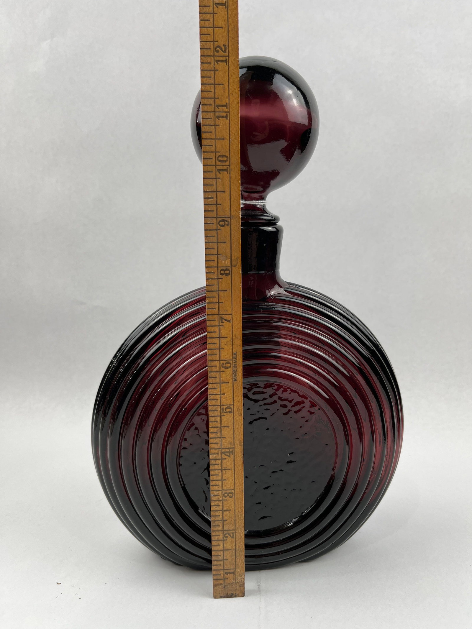 Ruby Red Glass Decanter w/ Eagle Motif - 6