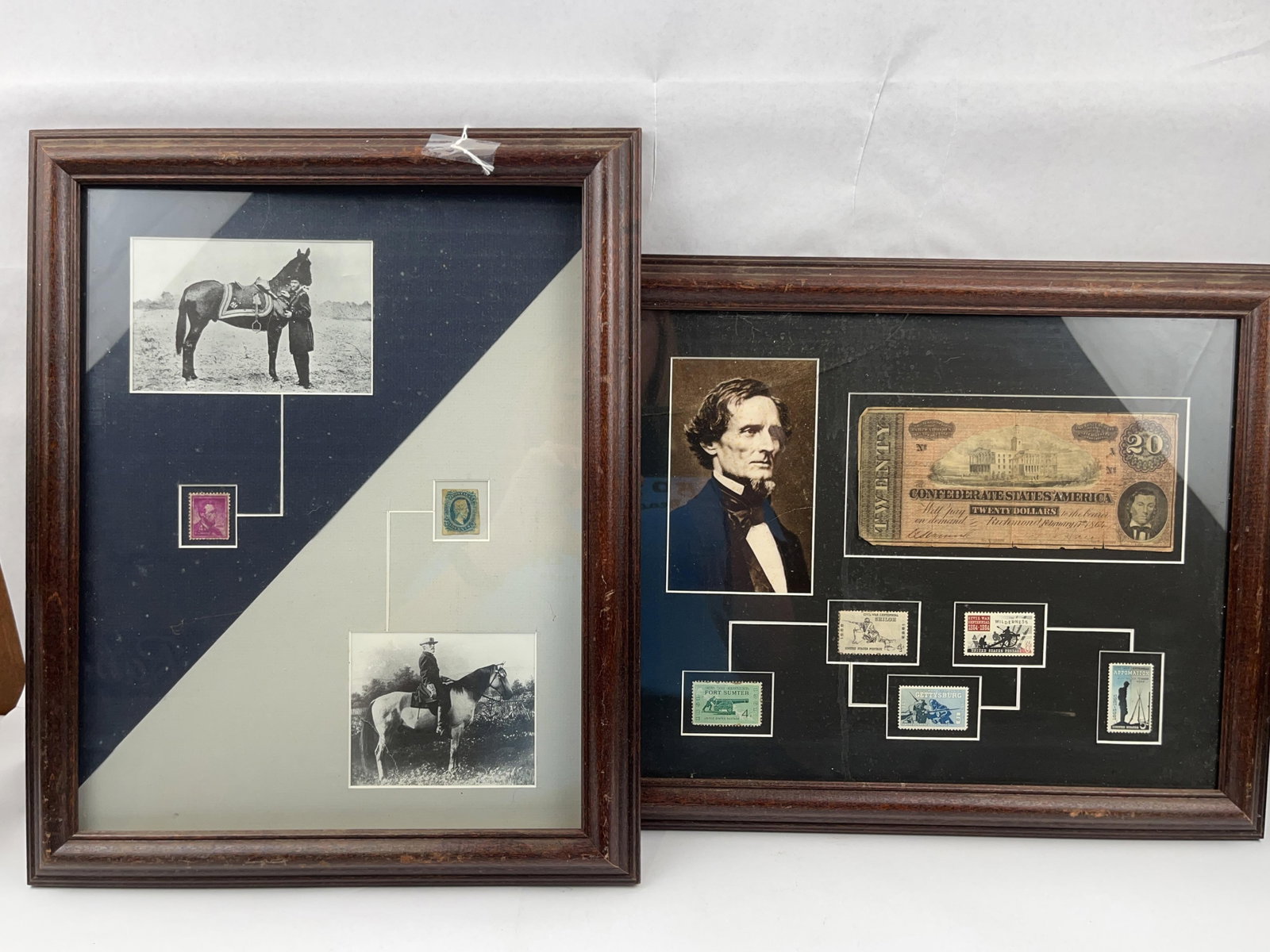 Pair Framed 1864 CSA Banknote & Stamps (1 of 13)