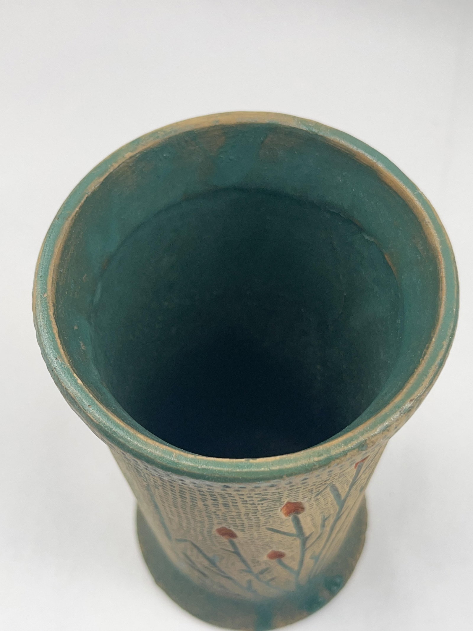 Pair Red Wing Cattail Brush Ware Vases - 4
