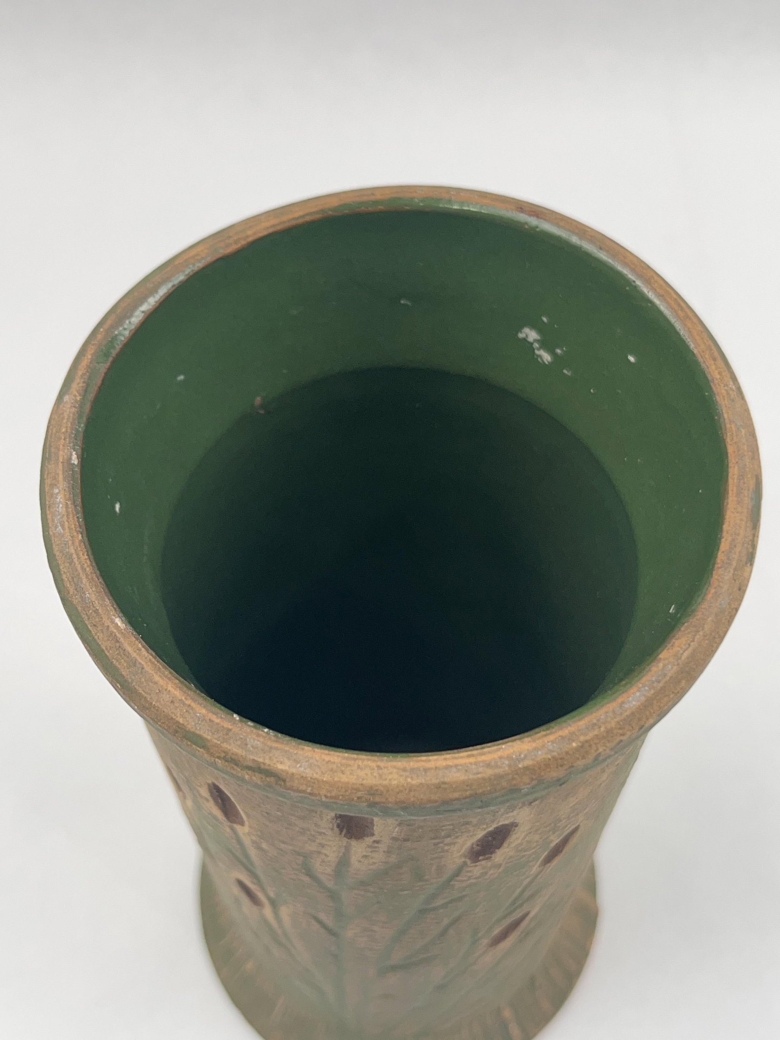Pair Red Wing Cattail Brush Ware Vases - 6