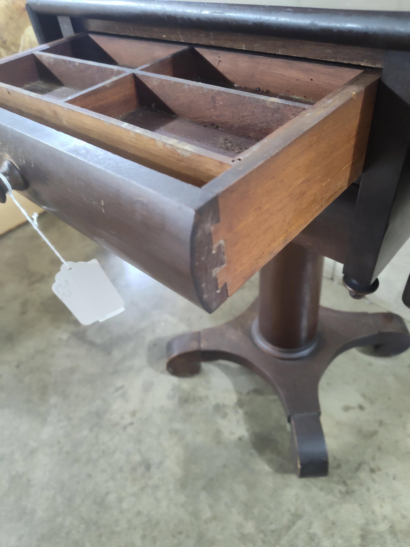 American Empire Drop-Leaf Sewing Table - 3