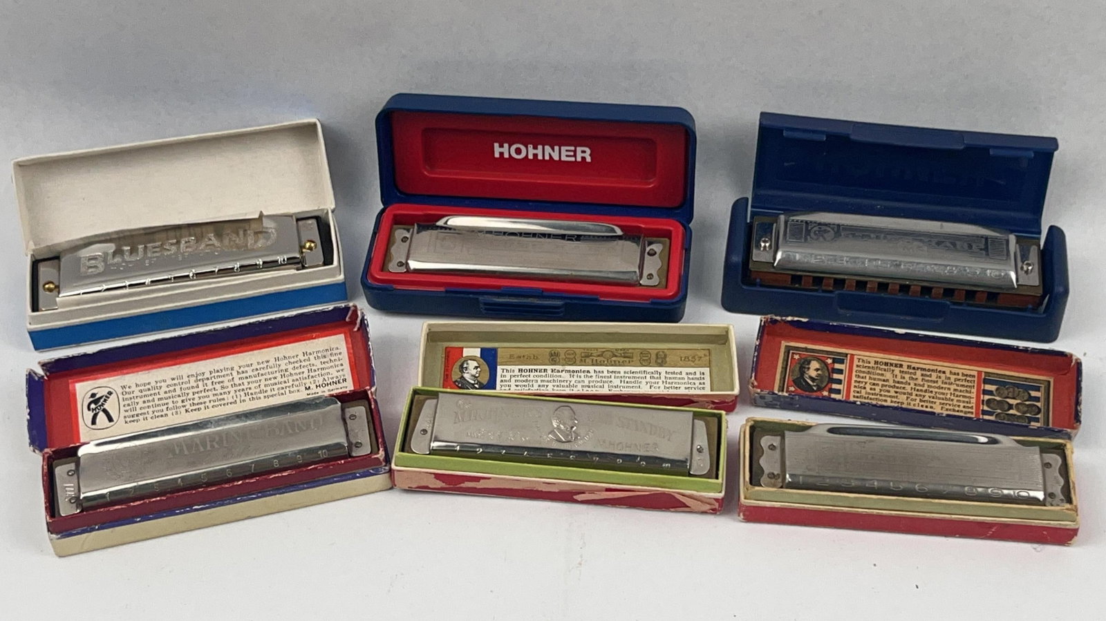 Set 6 Hohner Diatonic Harmonicas w/ Box (1 of 11)