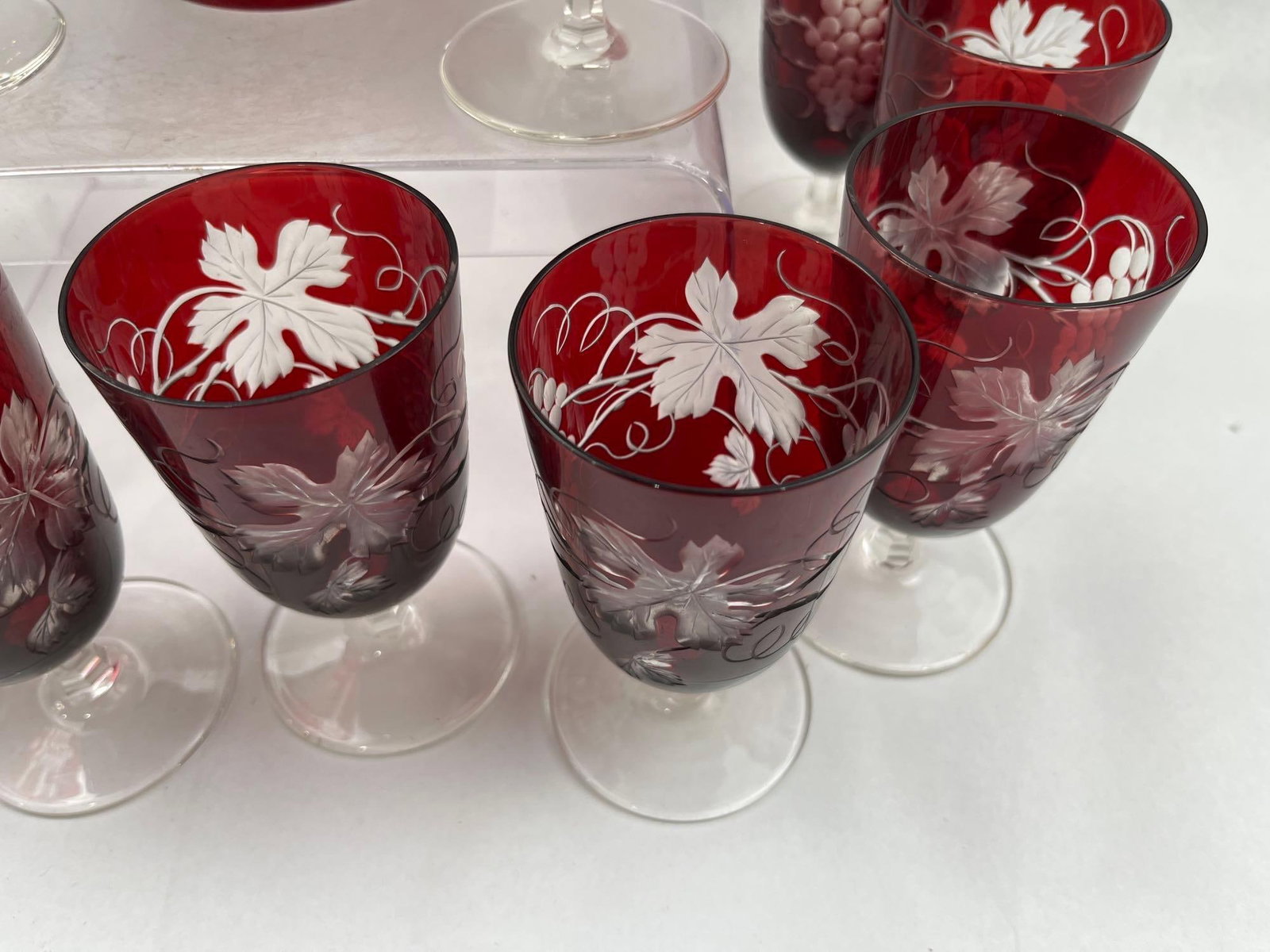 Ruby Cut-to-Clear Grape Decanter Set - 3