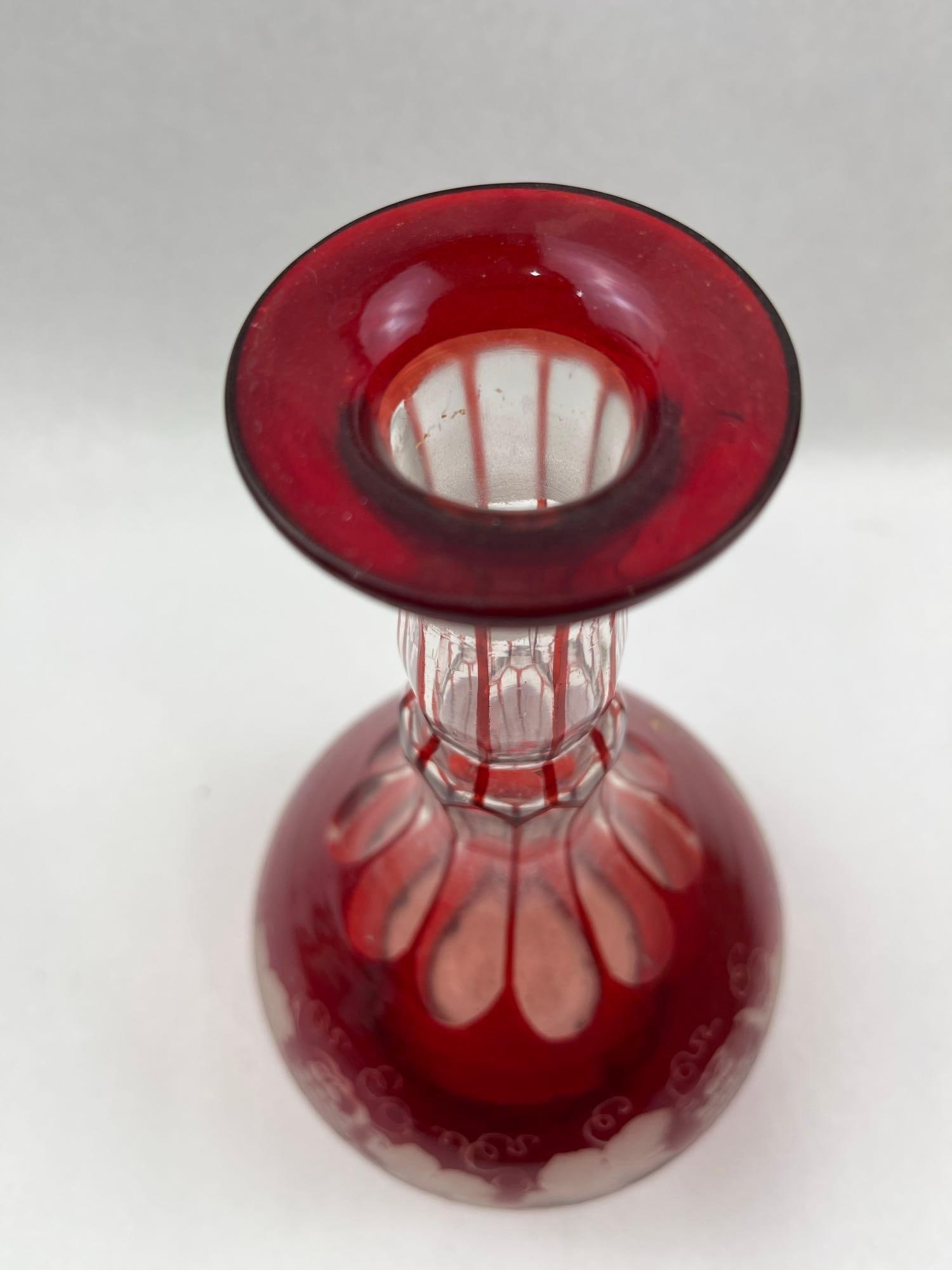 Ruby Cut-to-Clear Grape Decanter Set - 9