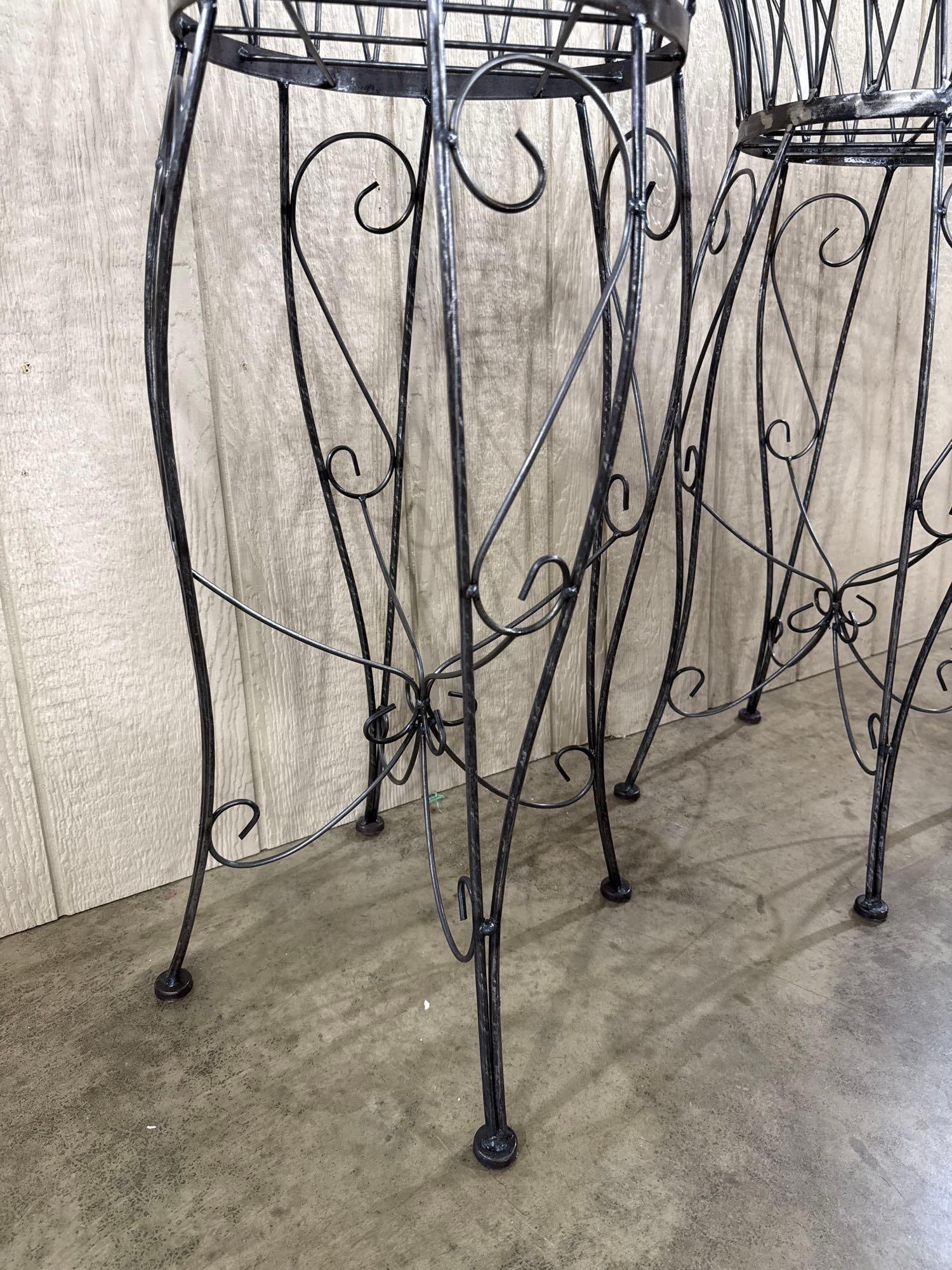 Pair Wrought Wirework Plant Stands - 3