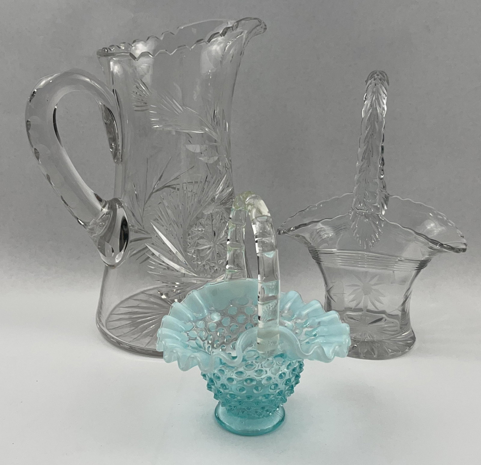 Cut Glass Pitcher & Two Baskets (1 of 14)