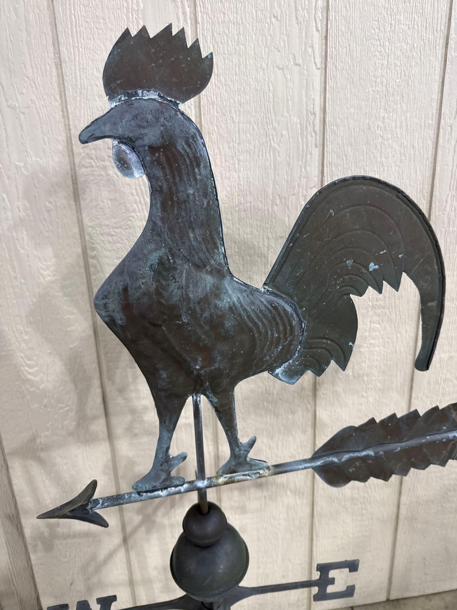 Copper Rooster Weathervane w/ Mount - 2