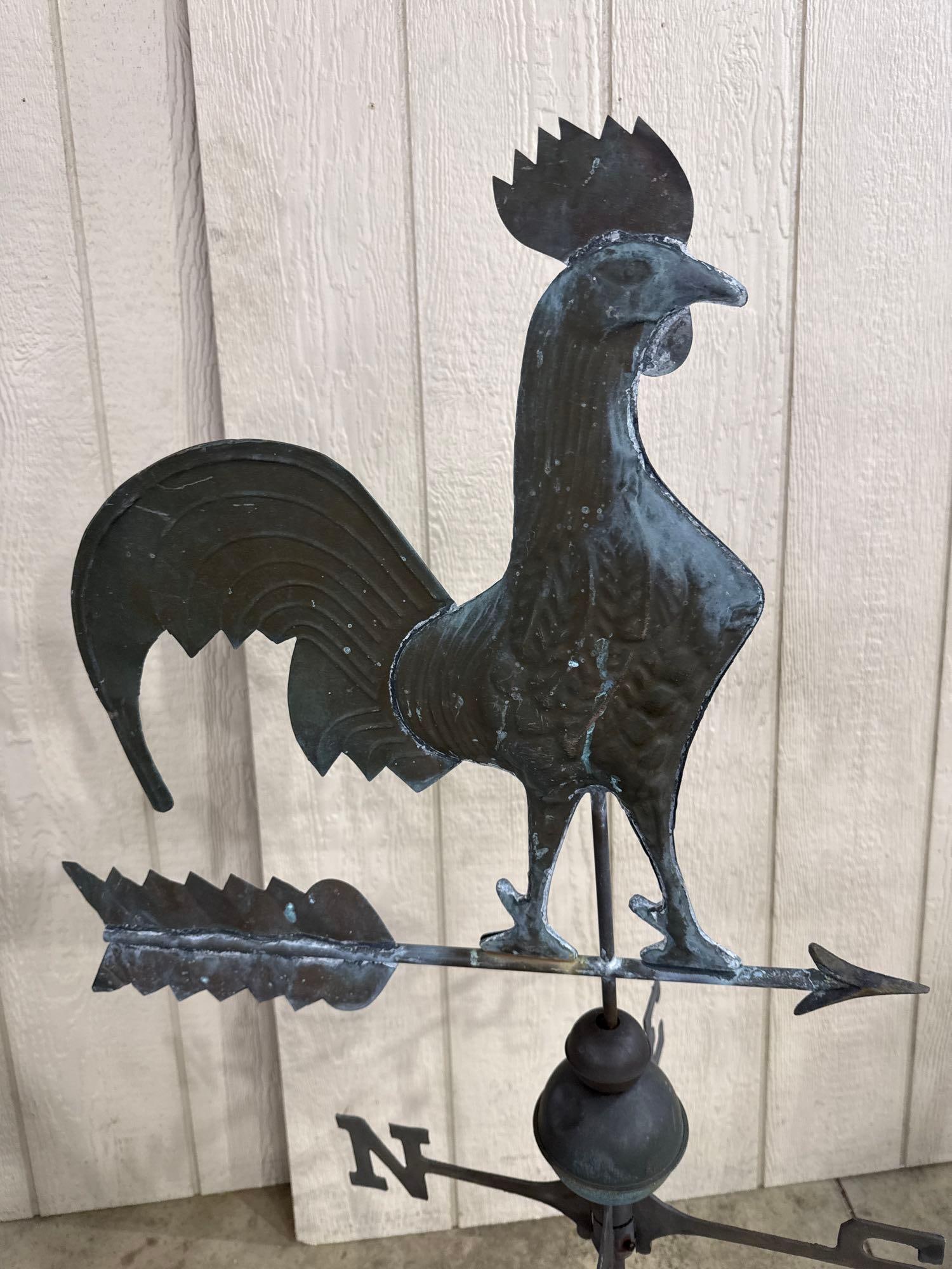 Copper Rooster Weathervane w/ Mount - 5