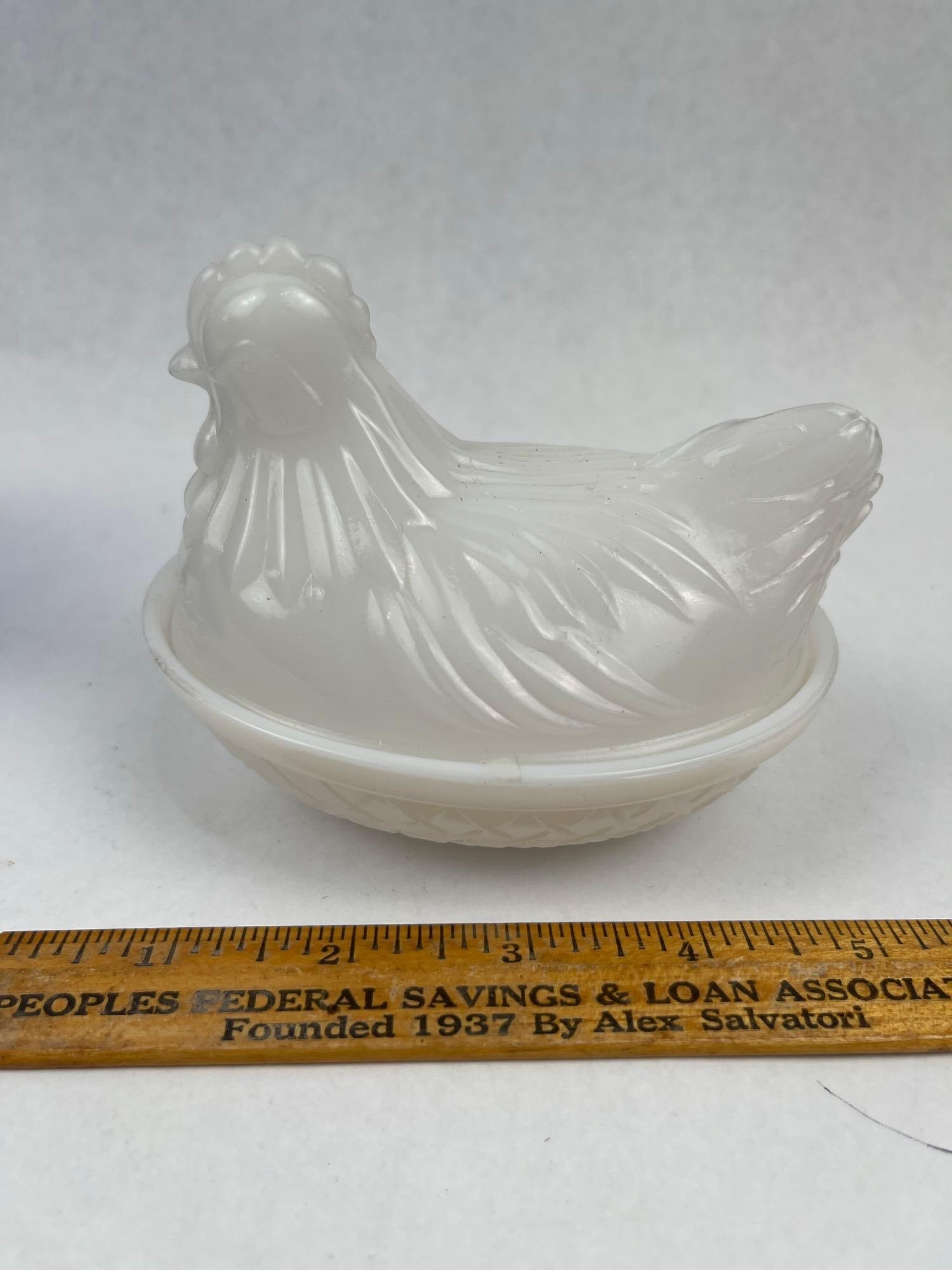 Two Pressed Glass Hen Figural Items - 9